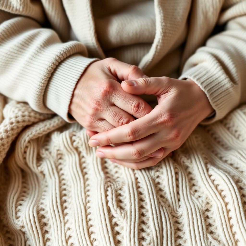 Caregiver's hands gently holding an elderly client's hands